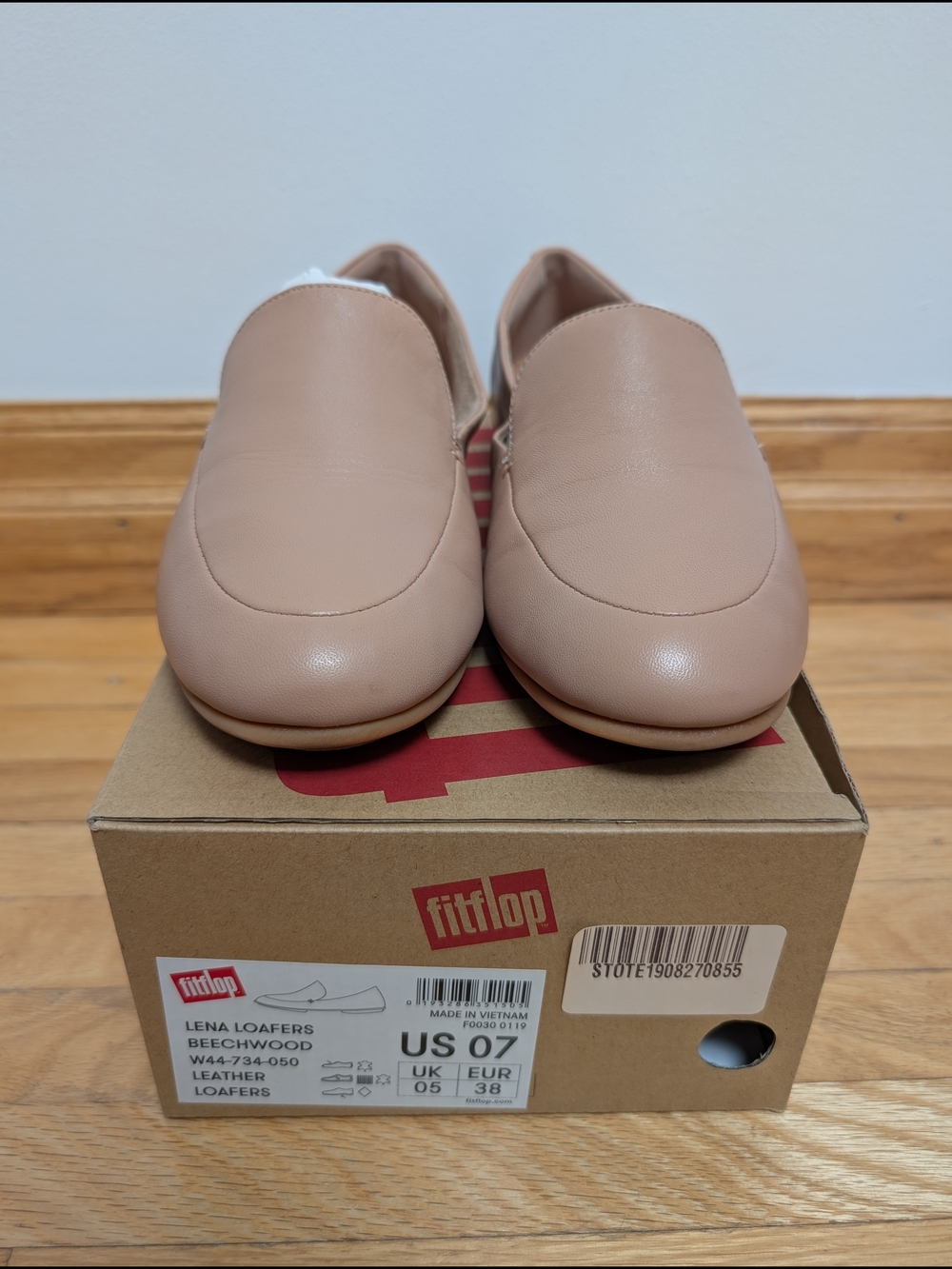 FitFlop Leather Slip-On Loafers in Beechwood Nude